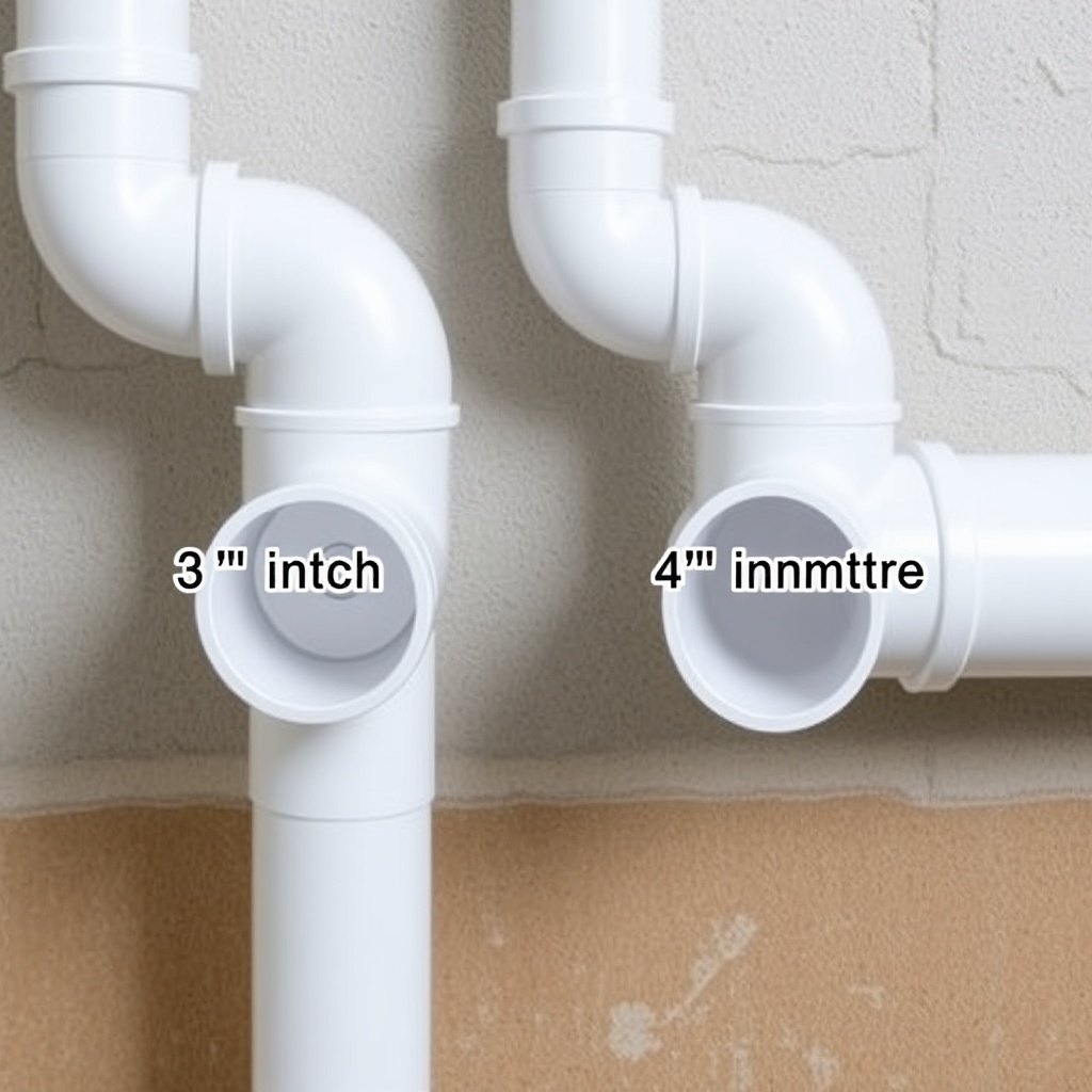 A clean photorealistic photo showing a side-by-side comparison of 3-inch and 4-inch white