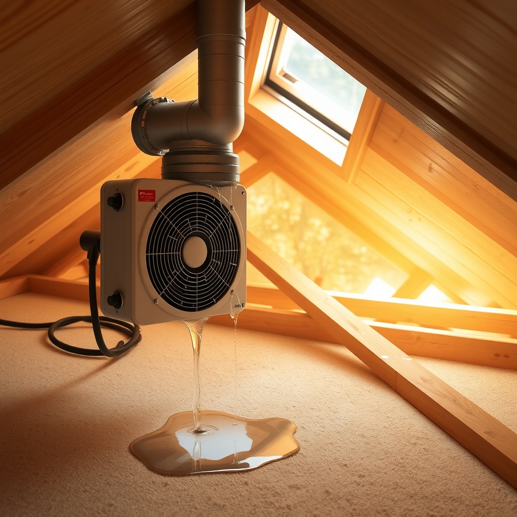 <clean photorealistic photo/illustration of a RadonClear fan unit mounted in an unconditio