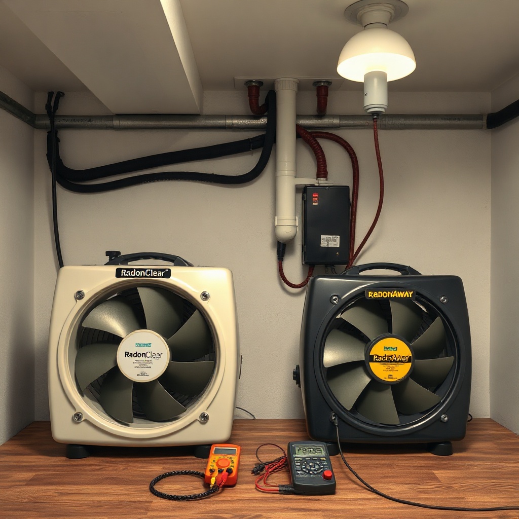 A clean photorealistic photo showing the interior of a basement mechanical room with both